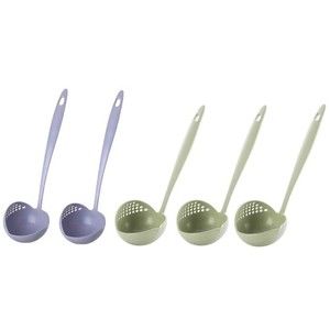 Ladle Plastic Green Purple 5 PC Skimmer Spoon Filter Strainer Soup Spoon Random